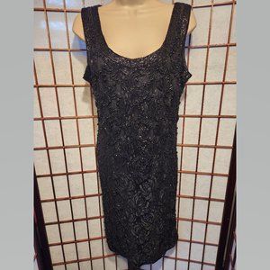 Brilliante By JA Black Beaded Sleeveless Dress Size L NWT